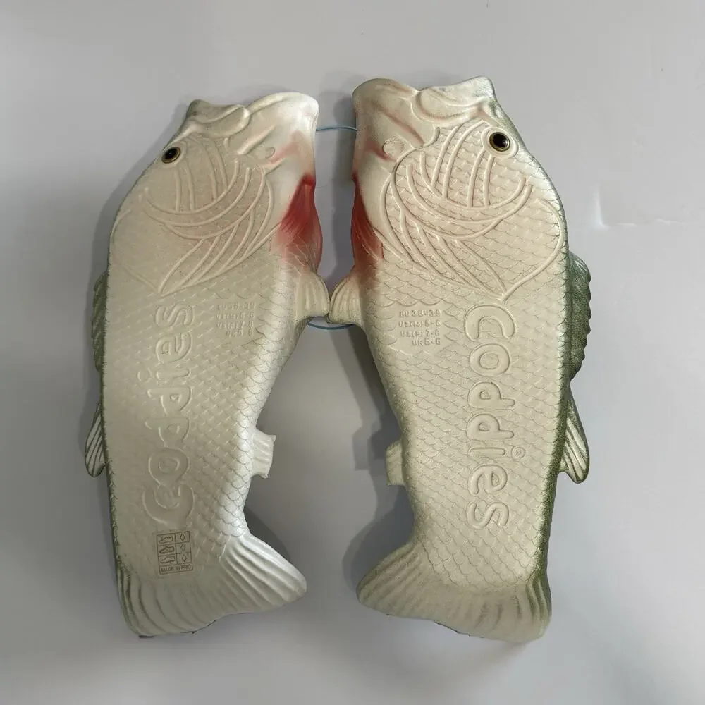 Coddies Fish Flip Flops GREEN BASS Slippers EU 38/39 Men’s 5/6 Women’s 7/8 NWT